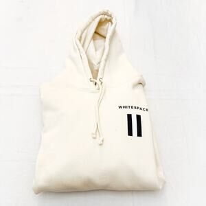 Whitespace White Striped Hooded Sweater Off White Cream Size XL